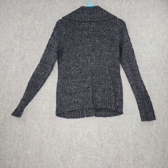 St. Johns Bay Womens Cable Knit Button Front Sweater Charcoal Black - Picture 2 of 8